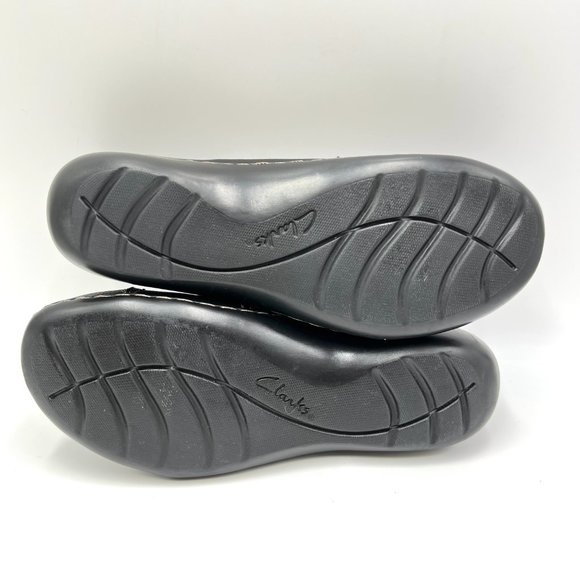 6W 6 WIDE Clarks Ashland Effie Black Pebbled Leather Comfort Loafers Shoes - Picture 9 of 10